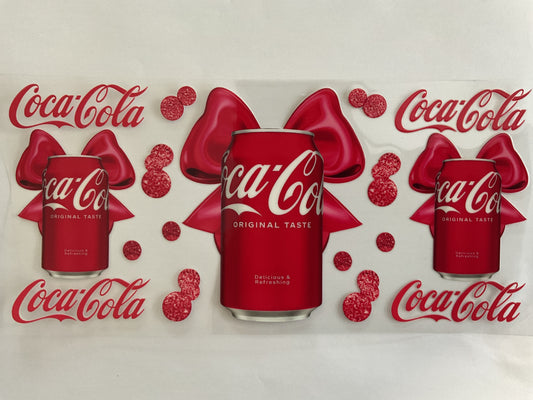 Cola Cans Red Satin Ribbons - UV DTF