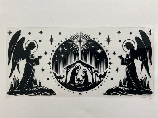 146C - Christmas Nativity Black - Tumbler Wrap