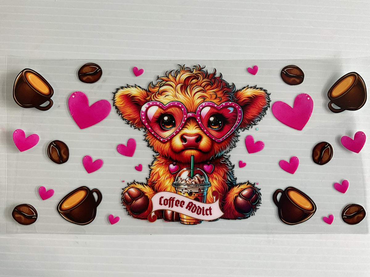 Cow Coffee Addict Heart Glasses