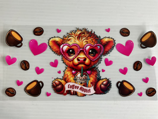 Cow Coffee Addict Heart Glasses