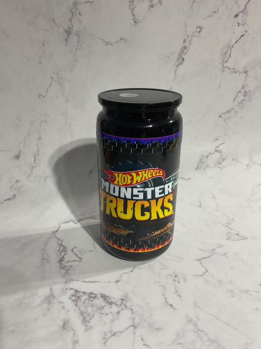 16oz Monster Truck - Black Premade NON-Snow Globe Tumbler