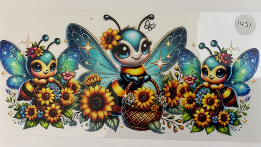 #1451 - Sunflower Bee - UV DTF