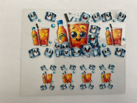 Orange Cute Ice Face Drink - Tumbler Keychain Wrap
