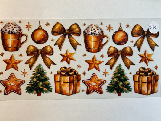 74C - Gold Christmas Elements - UV DTF