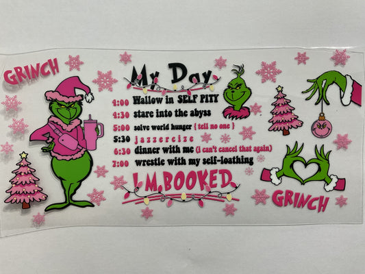 107C - Christmas Green Guy Booked - Tumbler Wrap