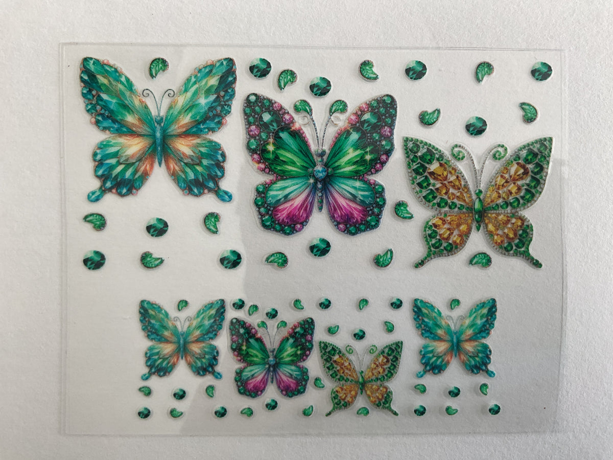 Butterflies Green Gem Stones - Tumbler Keychain Wrap