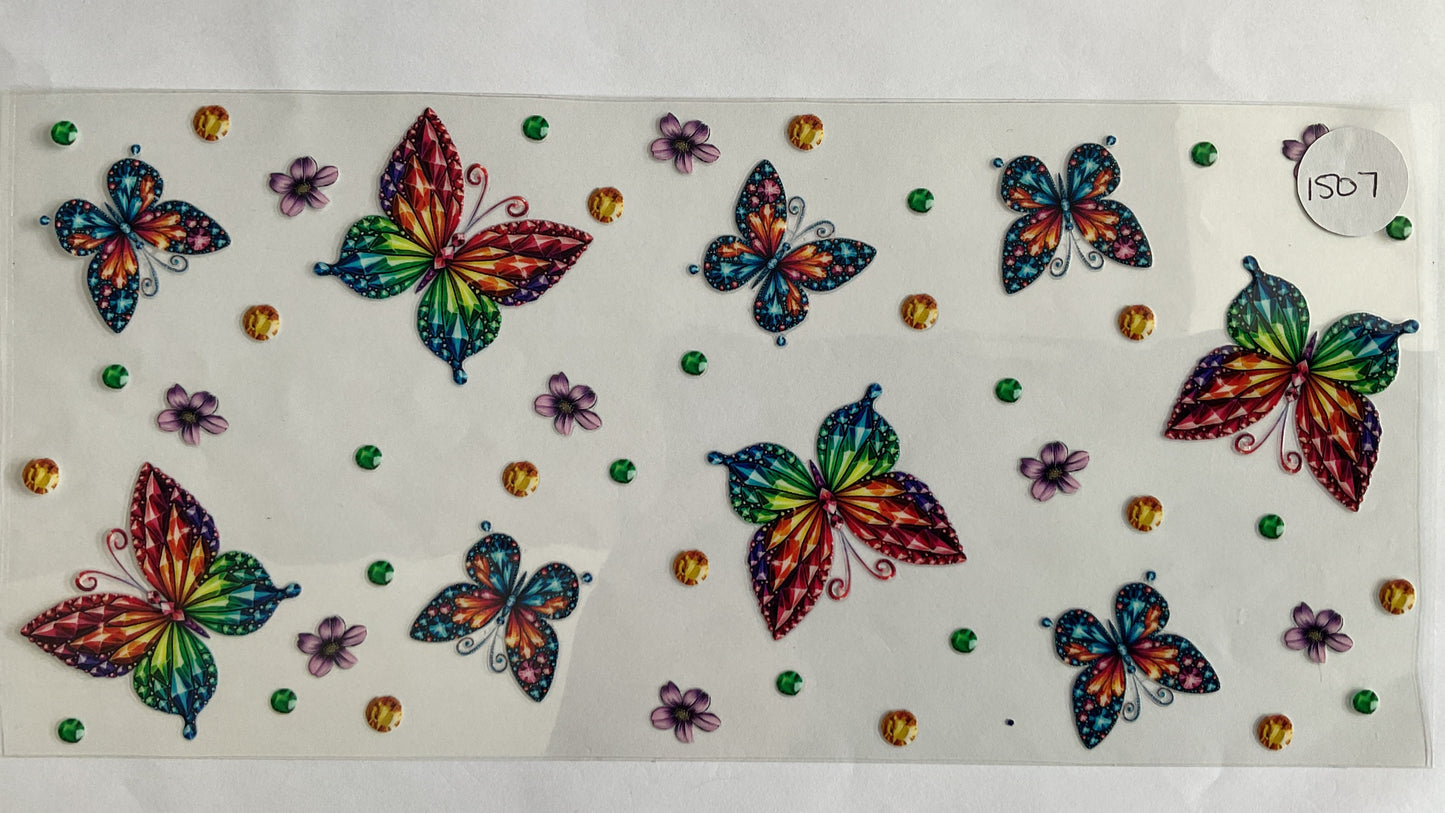#1507 - Rainbow Gemstone Butterflies - UV DTF
