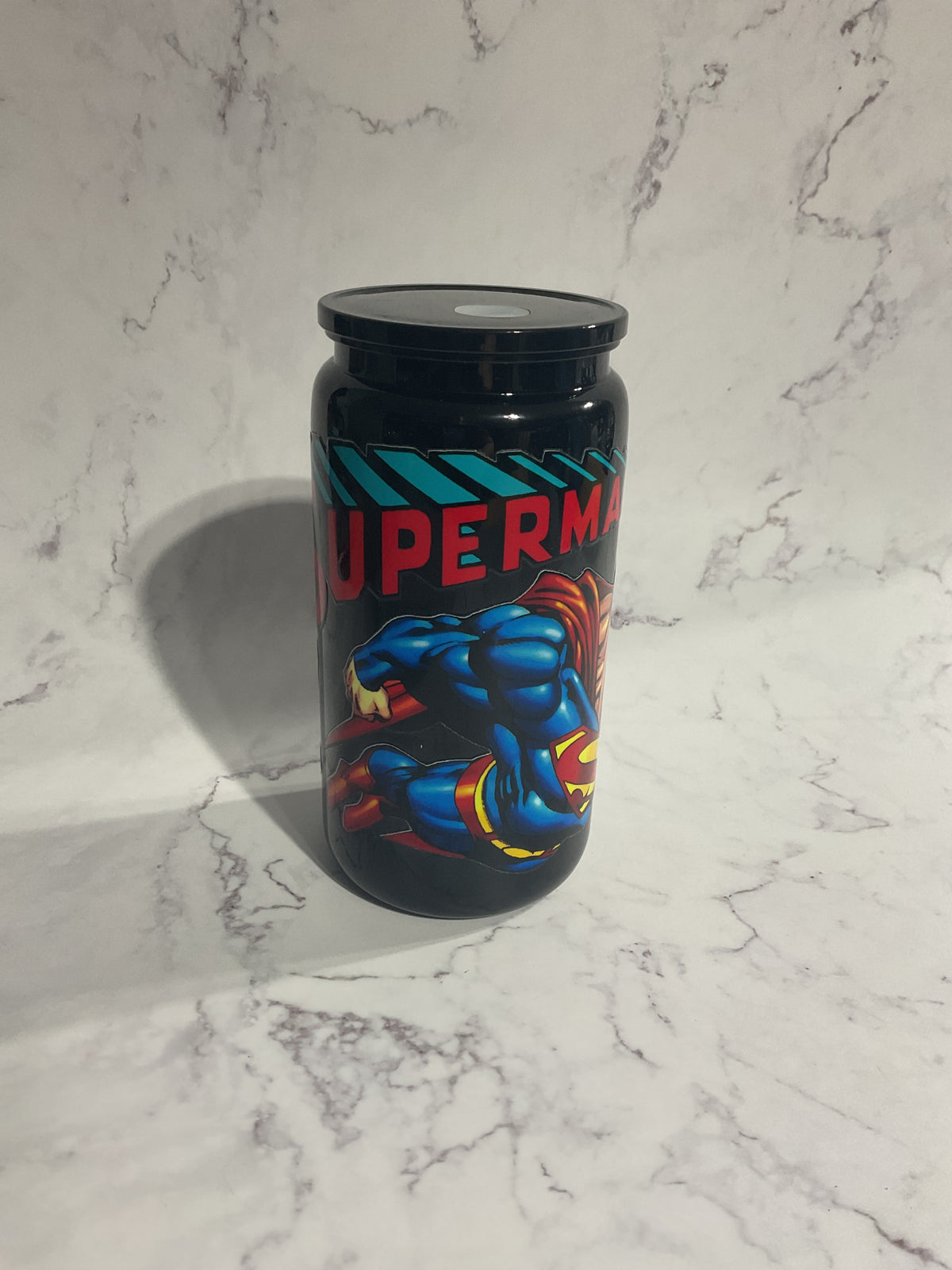 16oz Super Hero - Black Premade NON-Snow Globe Tumbler