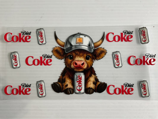 Diet Cola Cow Silver Hat - UV DTF