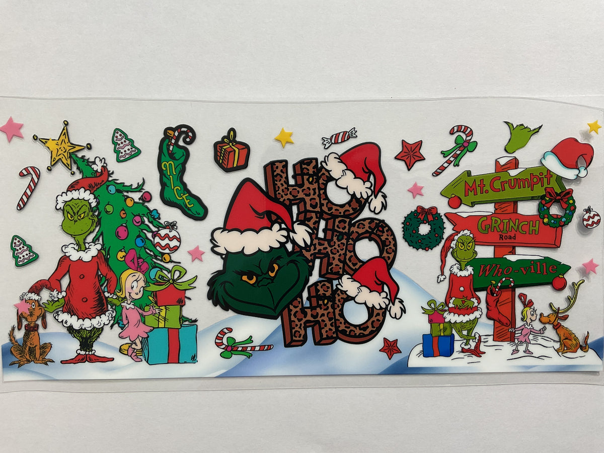 105C - Ho Ho Ho Leopard Green Guy - Tumbler Wrap
