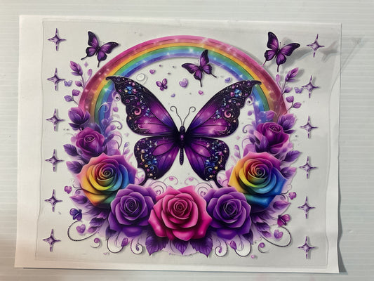 Rainbow Butterfly Flowers - 20oz UV DTF