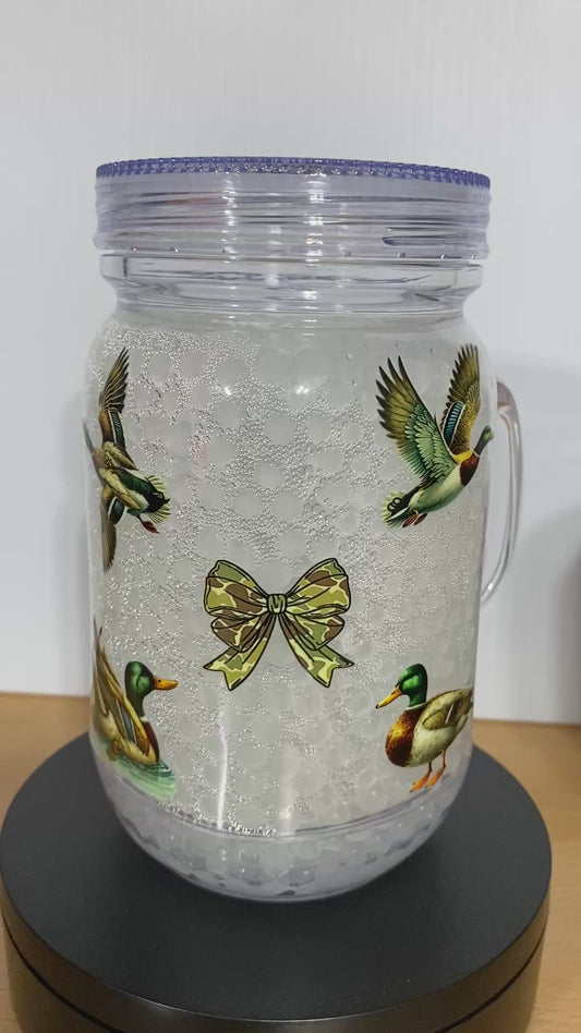 Hunting Duck - 20oz Mason Glow in the Dark Snow Globe Tumbler