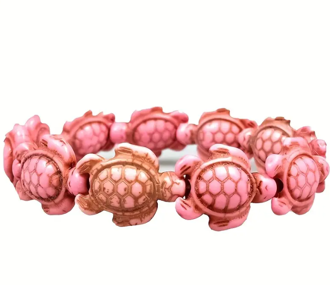 Pink Turtles - Beaded Bracelet