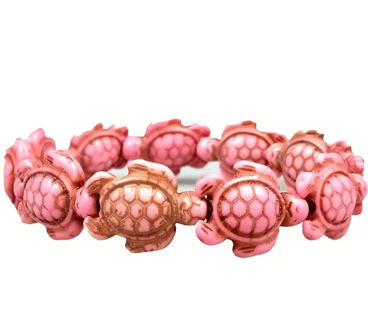 Pink Turtles - Beaded Bracelet